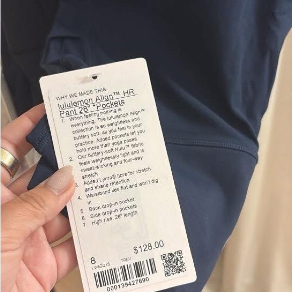 lululemon Lulu align hr pant 28” pockets- nwt - size 8 - Picture 5 of 5
